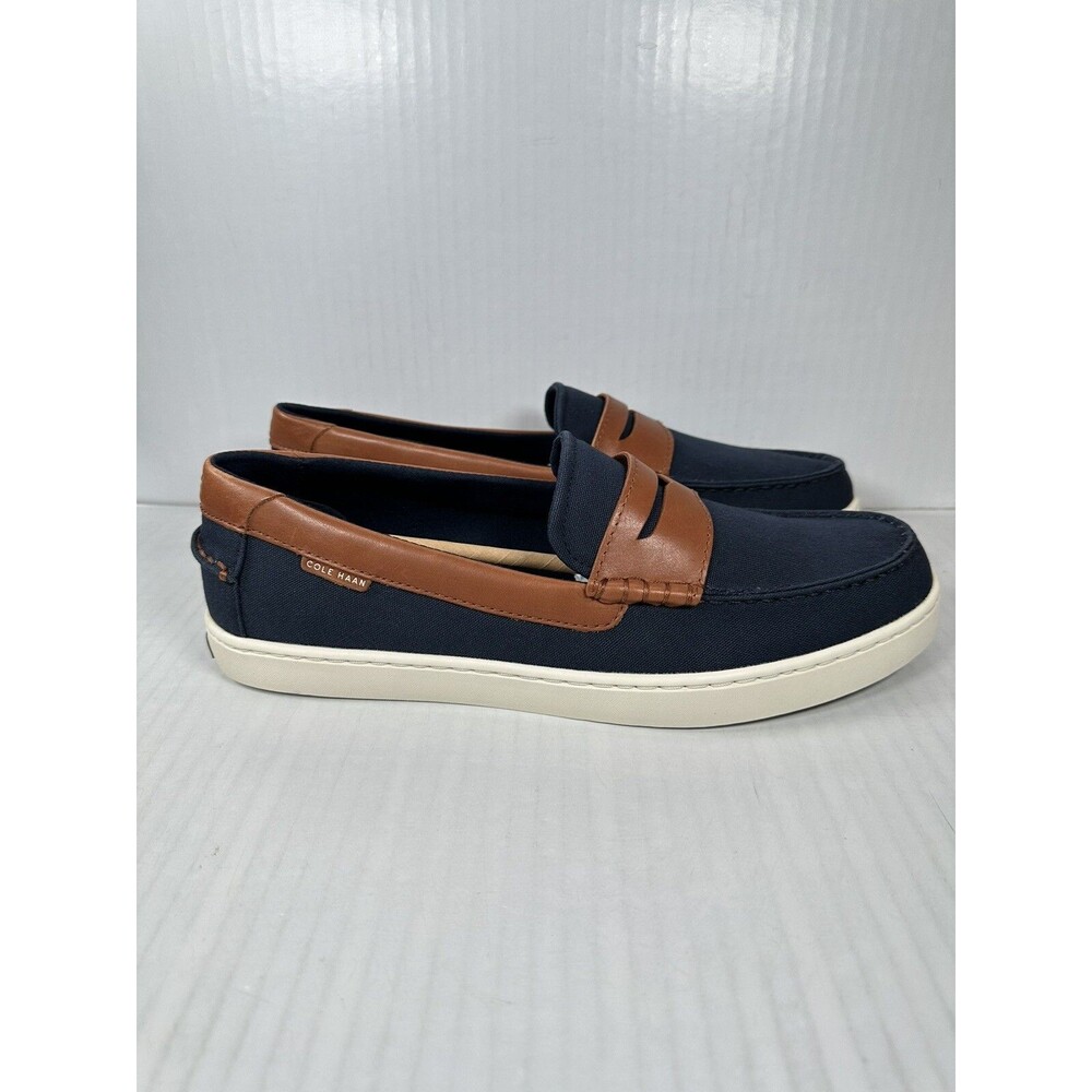 Size 11.5 Cole Haan Nantucket Mens Penny Loafer Navy Blue Brown C38570 NEW